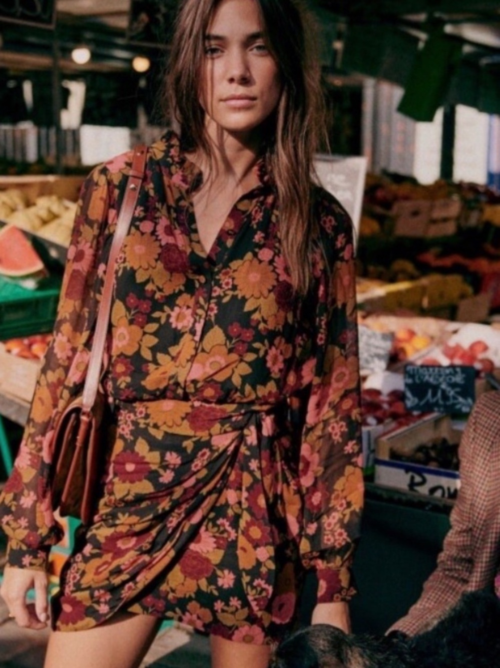 Sezane Capri Robe Floral Wrap Mini Dress in Garden FR34/US2 NWT